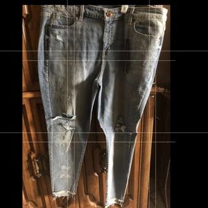 Lane Bryant MidRise Skinny Ankle Jeans Embroidered